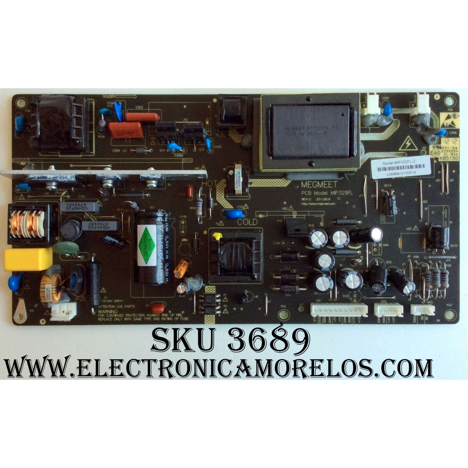 FUENTE / BACKLIGHT INVERTER / SCEPTRE MIP320FL-2 / KB5150 / MIP329FL / REV:1.0 / PARTE SUSTITUTA MIP320G-AM / PANEL LC320WXE (SB)(V2) / MODELO X322BV-HD